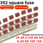 10PCS,Fuse 6.3A 4A 5A 2A 1A 3.15A  250V 392 Square Plastic Fuse T2A LCD TV Power Board Commonly Used Fuses Slow Blow Fuse T3.15A