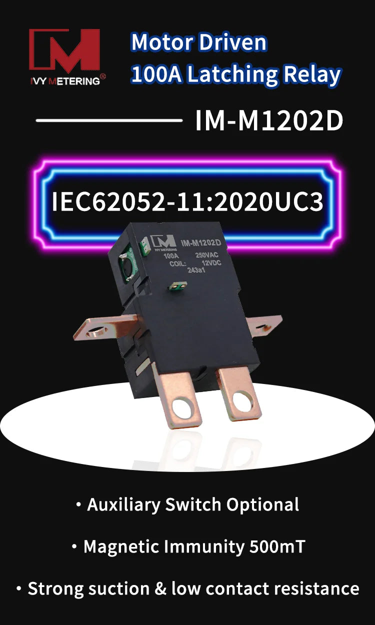 IM-M1202D IEC UC3 100A magnetic immune 500mT 2 Phase Motor Driven Latching Relay
