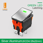 LANBOO High-End Quality Latching  Rocker Switch 20A 16Amp Current Push Button 2no2nc with LED 3-8V/9-24V/220V
