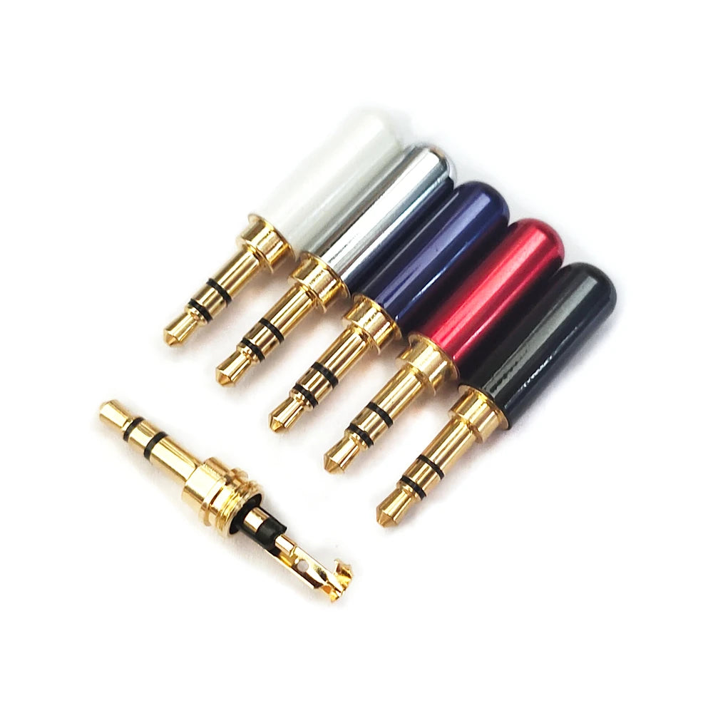 2/5PCS Copper 3/4 Pole 3.5MM Plug Male Headphone Jack with Clip 3.5MM Stereo Audio Connector for 4mm Cable Adapter