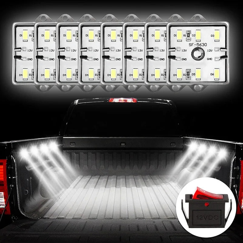 8Pcs Car LED Lights 6000K Truck Bed Lighting 5730 48 SMD LEDs Light Waterproof For RV Boat Cargo Pickup For Toyota/Tundra/Chevy