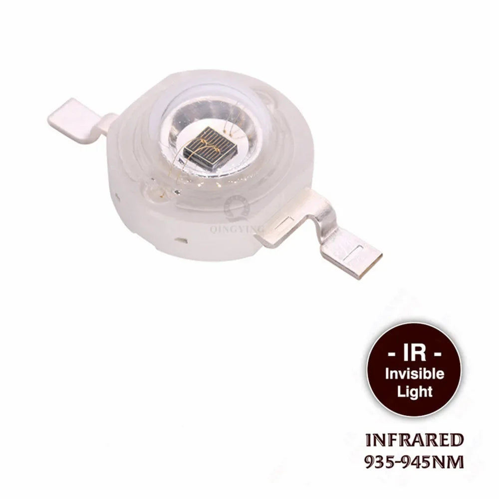 10pcs 3W Infrared 680nm 740nm 760nm 800nm 850nm 880nm 900nm 940nm 980nm 1000nm IR LED Chip For CCTV Camera Night Vision Lighting