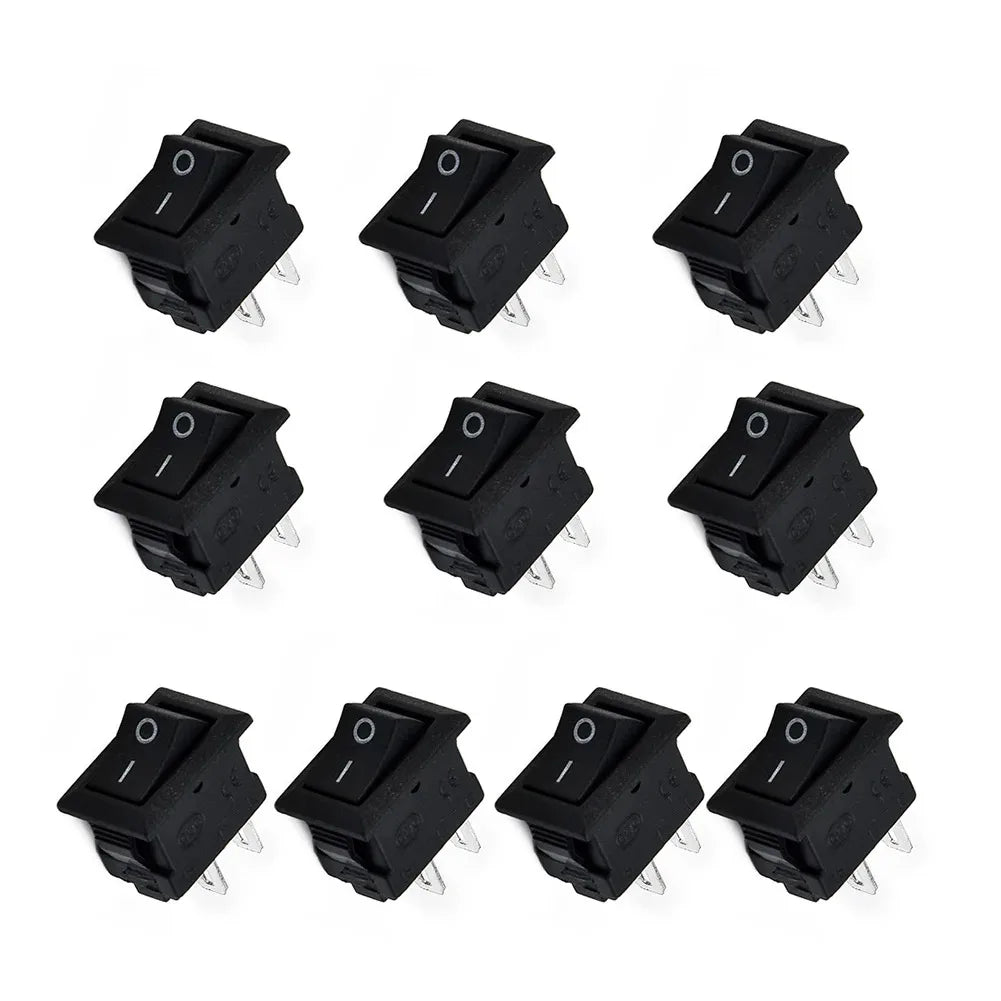10 Pcs Auto Car Truck Boat Round Rocker 250V 3A 2-Pin ON/OFF Toggle SPST Switches Rocker Switch 10x15mm