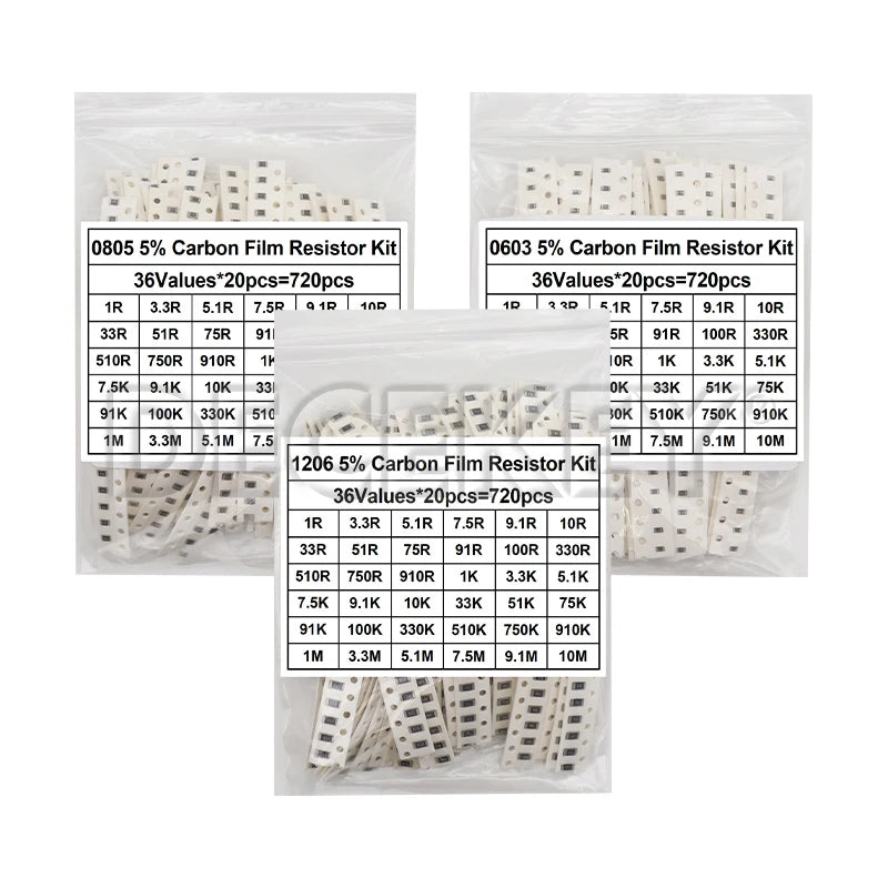 4000PCS 0402 SMD Resistor Kit Assorted PLR 10ohm-1M ohm 5% 80valuesX 50PCS=4000PCS Sample 0805 0603 1206 2512 1210