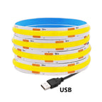 5V USB COB LED Strip Light 3Keys Touch Dimmable ON/OFF Switch Bright Red Green Blue Warm White 320LEDs Flex Ribbon Tape 8mm PCB