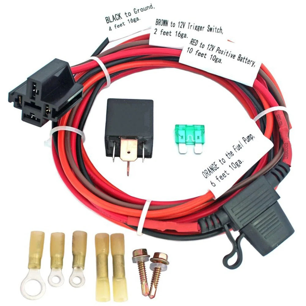 1 Set 40 AMP 12V Electric Fuel Pump Relay Kit Waterproof Switch P/N30247 High-Current Fuel Pump Control System