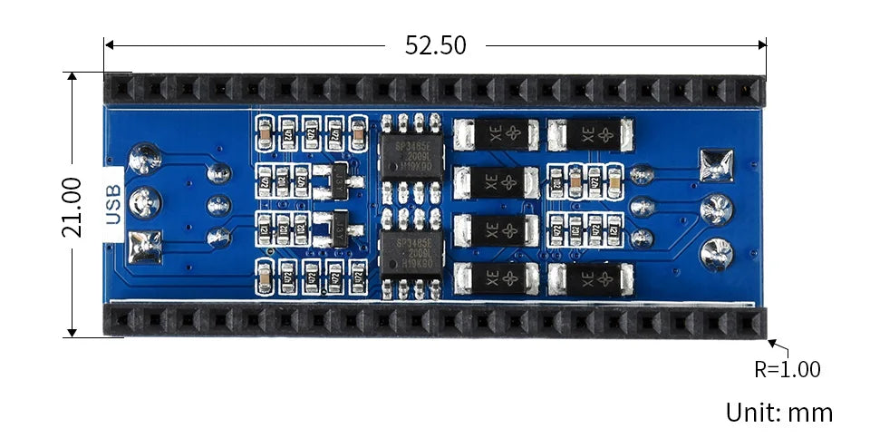 Waveshare 2-Channel RS485 Module for Raspberry Pi Pico SP3485 Transceiver UART To RS485