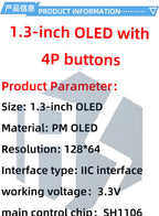1.3 inch oled IIC Serial White OLED Display Module 128X64 I2C SSD1306 12864 LCD Screen Board VDD GND SCK SDA for Arduino