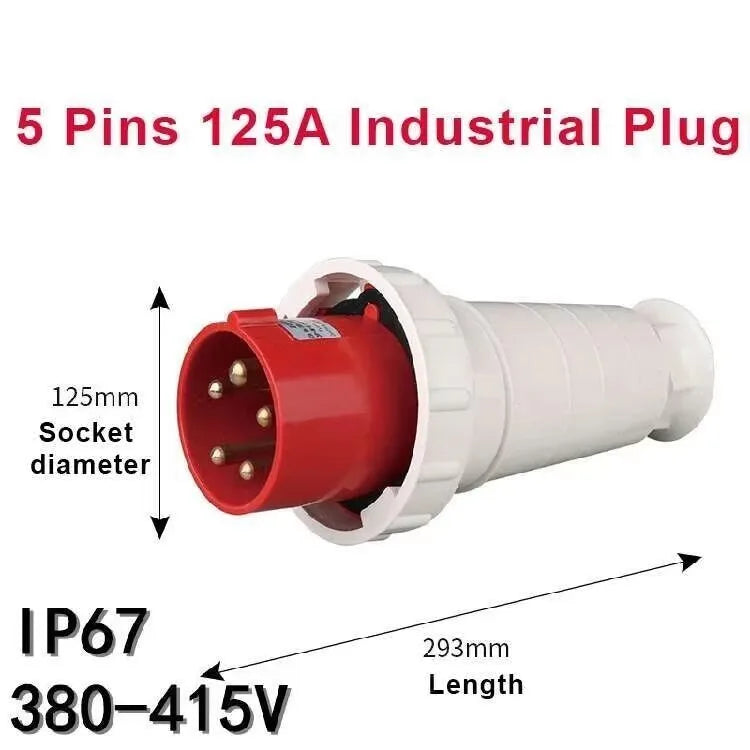 63A/125A Waterproof IP67 Aviation Explosion-proof Connector Surface And Concealed Industrial Plug Connctor 3 4 5 Core Pins
