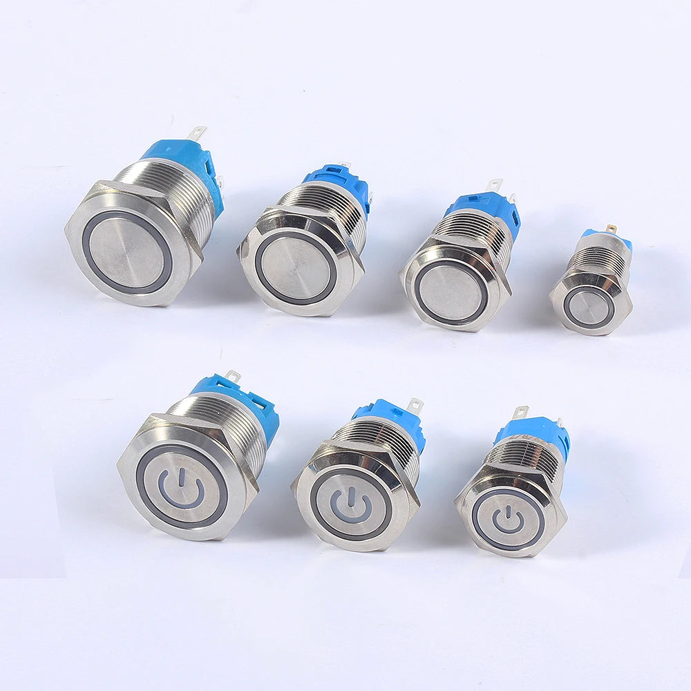 12/16/19/22mm Waterproof Metal Push Button Switch LED Light Momentary Car Engine Power Switches 5V 12V toggle 220V Volt