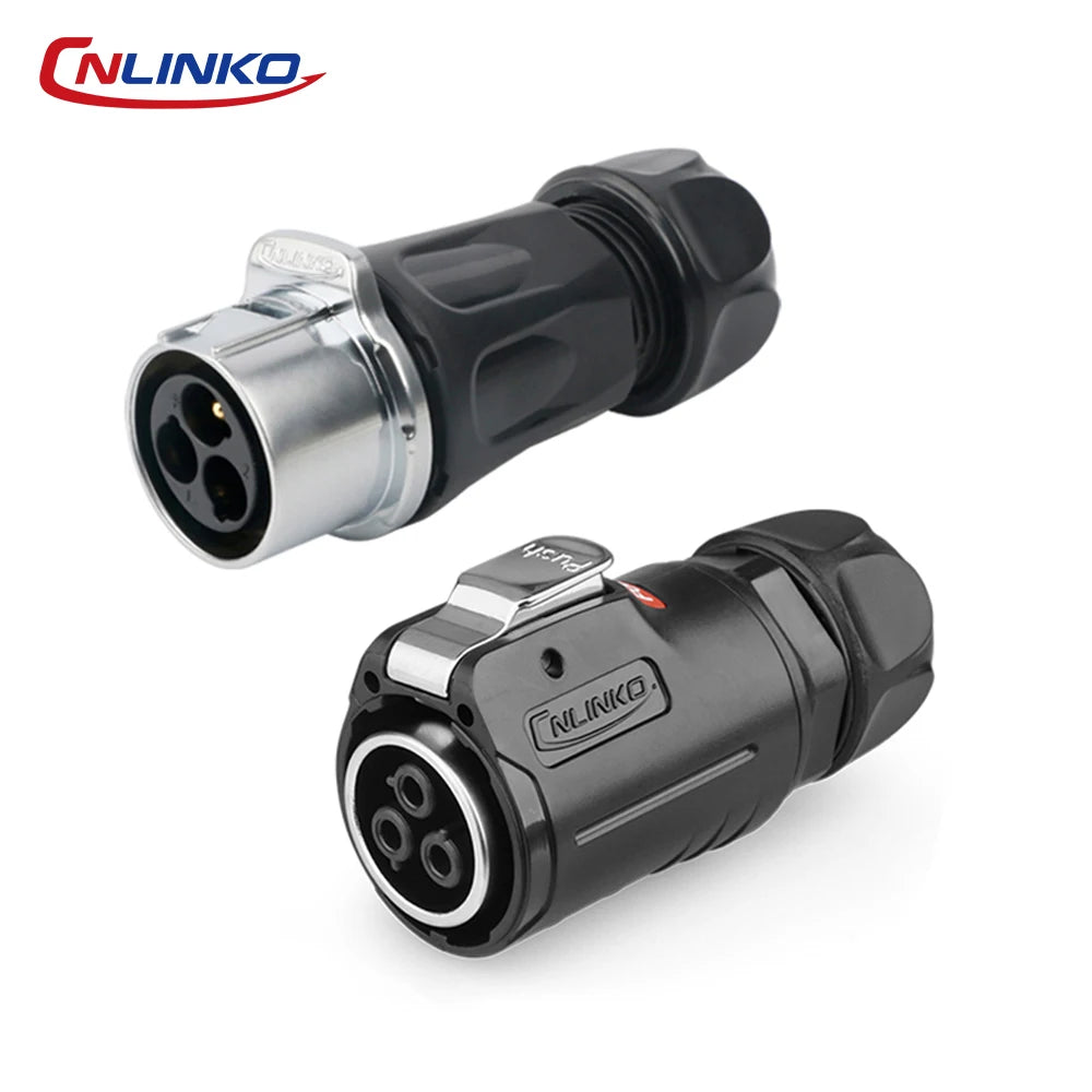 CNLINKO M24 PBT Waterproof Circular Solder Type Connector Female Plug+Male Mating Socket for Industrial Signal & Power Systems