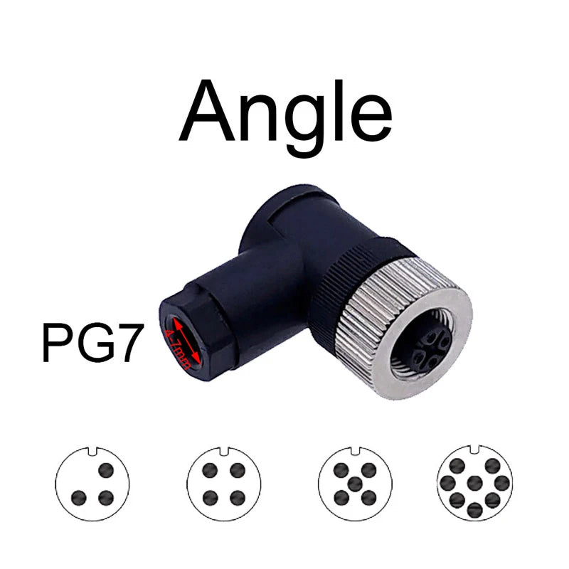 1Pc M12 Sensor Connector Waterproof Straight Angle Male Female Screw Threaded Plug Coupling 3 4 5 8 Pin