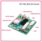 Raspberry Pi CM5_NAS_M.2 board,3* NVME ssd, M.2 support 22110 2280 2242,2.5Gbps ETH and GIGA ethernet, OpenMediaVault,4*PCIE