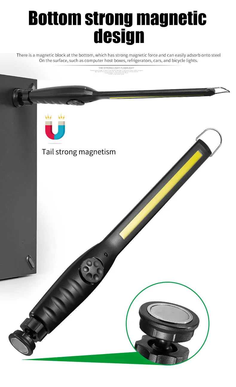 Portable COB Work Lights With Magnetic Rechargeable LED Flashlight Portable Stepless Dimming Emergency Car Repair Lamps