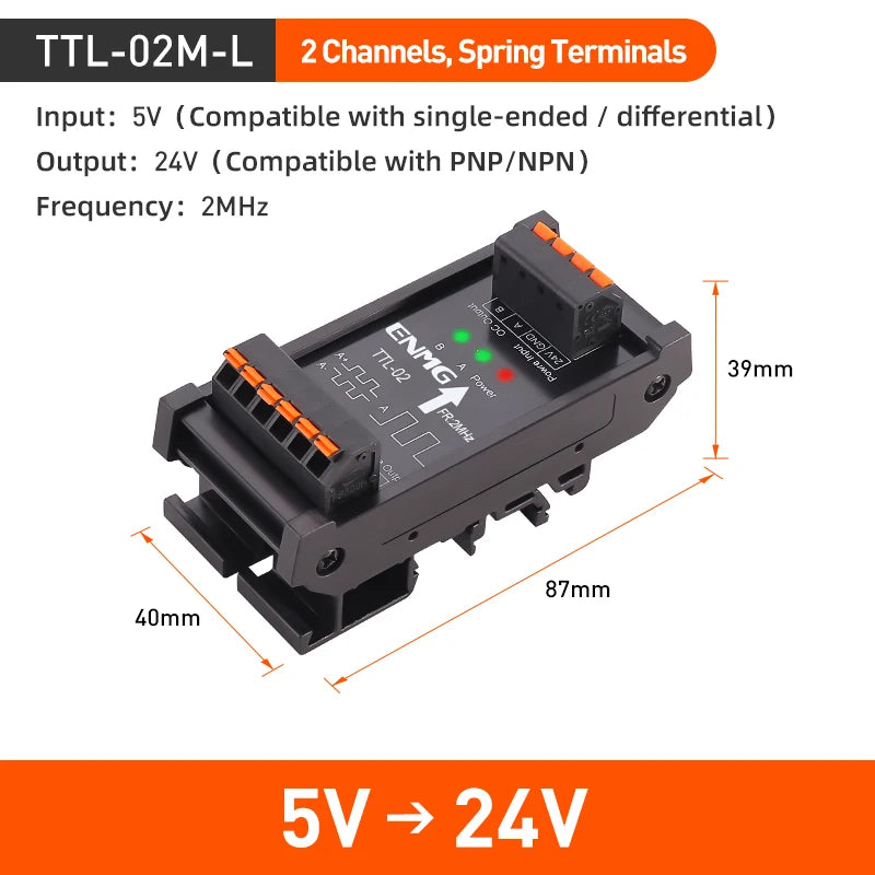 ENMG Differential Signal Converter TTL to HTL Differential to Open Collector Single-Ended Pulse NPN PNP Compatible 5V to 24VDC.