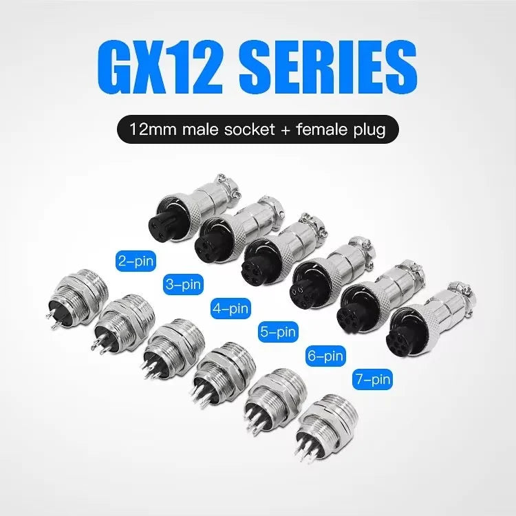5Set GX12 GX16 Connectors 2pin 3pin 4pin 5pin Aviation Plug Socket Female Male Fixed Fixing Type Electrical Cable Wire Connector