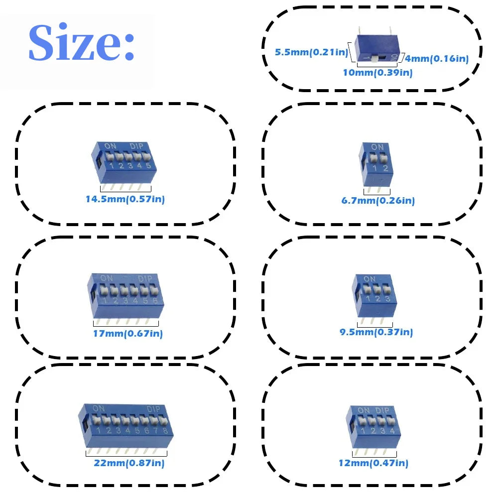 10PCS Red, Blue Toggle Switch Spacing 2.54MM DIP Dial The Code Switch 1 2 3 4 5 6 7 8 9 10 12 PIN Quick Switch