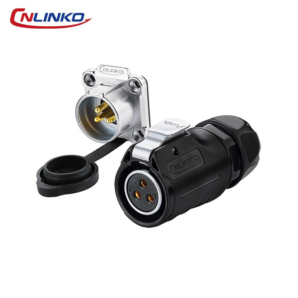 CNLINKO LP20 2/3/4 Pin IP68 Waterproof Quick Circular Connector Panel Mount Electrical Power Connector for Outdoor Eqiupments