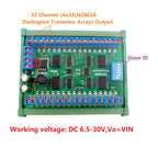 DC 12V 24V 32-Channels DIN35 C45 Rail Box RS485 Modbus RTU ULN2803A Darlington Transistor Controller PLC IO expansion Board