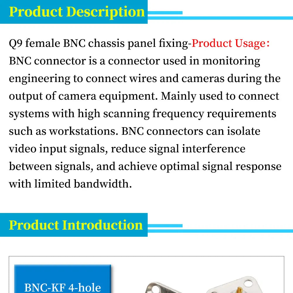 Stlxy 1PCS BNC Female Socket Solder Connector Chassis Panel Mount Coaxial Cable For Welding Machine Parts 50 ohm Q9 BNC-50KY