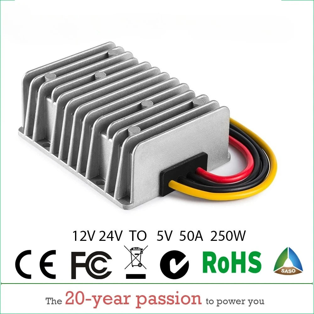 12V 24V to 5V DC Converter Regulator 3A-100A Car Step Down Reducer LED Lighting Display CE Certified Waterproof Dustproof