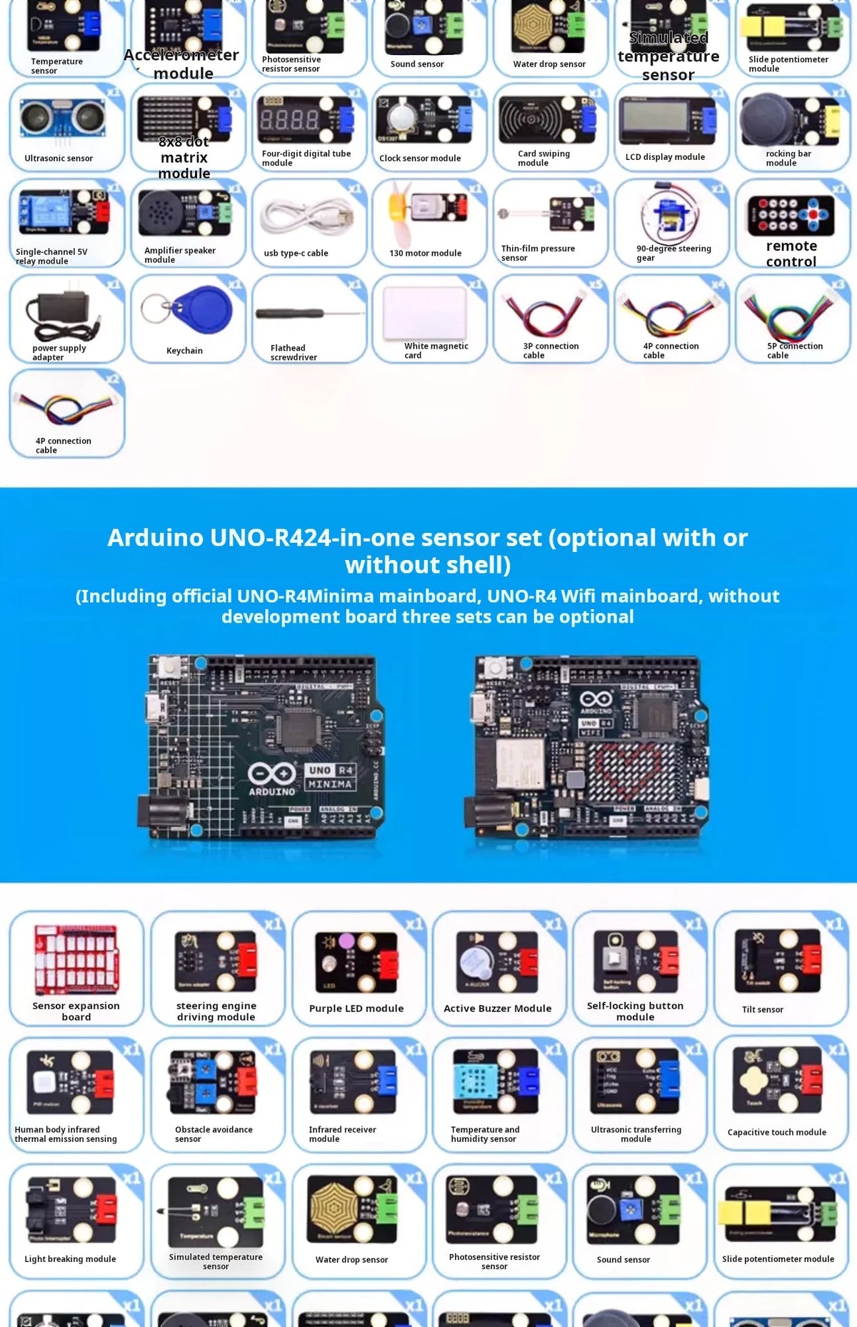Arduino UNO R4  27 in 1 37 in 1 42 in 1 Starter Kit IoT Programming Sensor Learning Kit for Maker