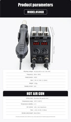 JCD 750W 8586D Soldering Station 2 IN 1 Hot Air Gun LCD Dual Digital Display Electric Soldering Iron SMD Welding Rework Station