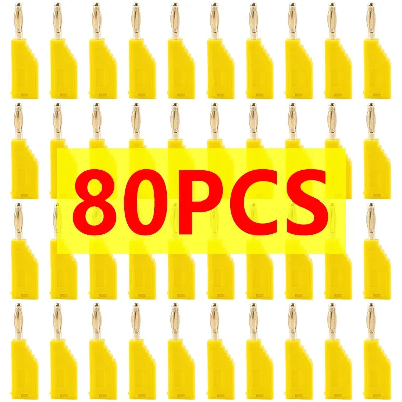 20/80/200Pcs Copper Nickel Plated 2MM Stackable Banana Plug Soldering Electrical Connector DIY Tools