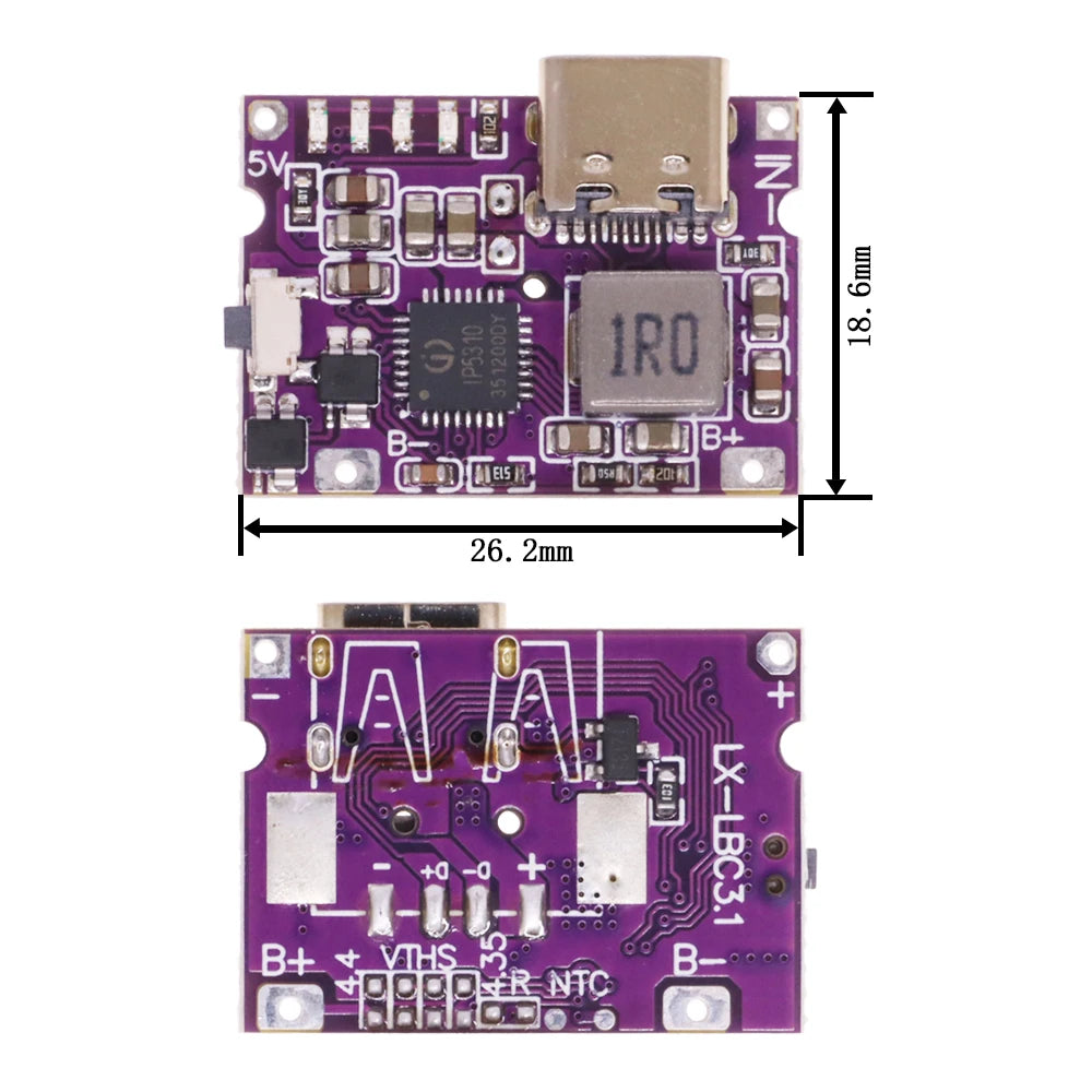 Type-C USB 5V to 4.2V 3A Boost Converter Step-Up Power Module IP5310 Lithium Battery Charging Protection Board LED Indicator