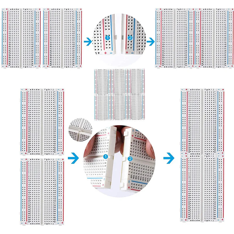 MB-102 MB102 Breadboard 400 830 Point 65 Jumper Wires Solderless PCB Bread Board Test Develop DIY for Arduino Power Module XCW