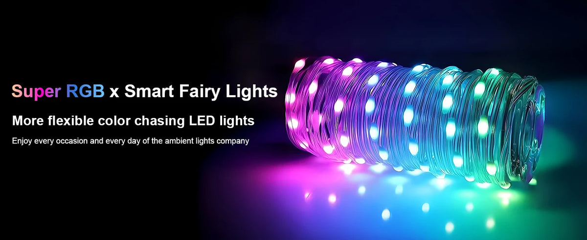 RGB Leather LED Fairy Lights 10M 40M Smart Bluetooth Music Light String IP65 Holiday Garland Decoration