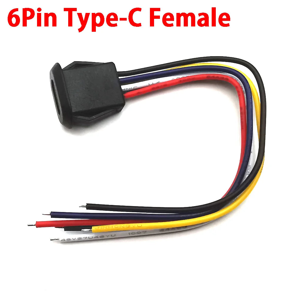 1pcs 4Pin USB C Connector Type-C Waterproof with PH 2.0 Nut Locking Plate Female TPC High Current Fast Charging Jack with CC Pin
