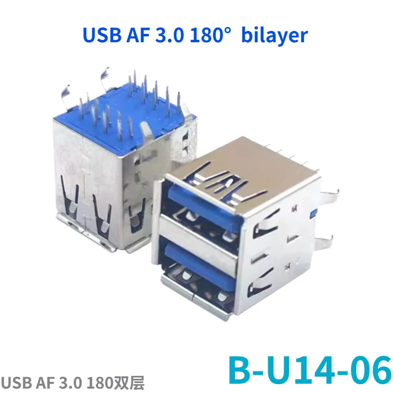 5PCS  USB Connector 3.0 A-type Female Socket AF Type 90 Degree Side Plug 180 Degree USB 3.0 B-port Printer Data
