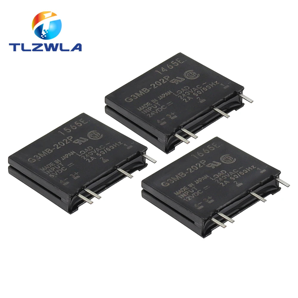 1Pcs 5V 12V 24V DC-AC Solid State Relay Module G3MB-202P G3MB 202P PCB SIP SSR AC 240V 2A Snubber Circuit Resistor Relay Switch