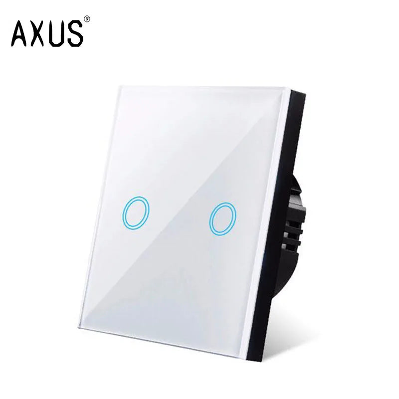 AXUS EU Touch Switch  AC100-240V Power LED 1/2/3 Gang Crystal Glass Panel Wall Lamp Light Switch Sensor Switches Interruttore