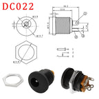 DC-022 5.5x2.1mm DC Power Female Socket Connector DC Plug Jack Screw Nut Interface Panel Mounting Socket Connector DC022 5.5*2.1