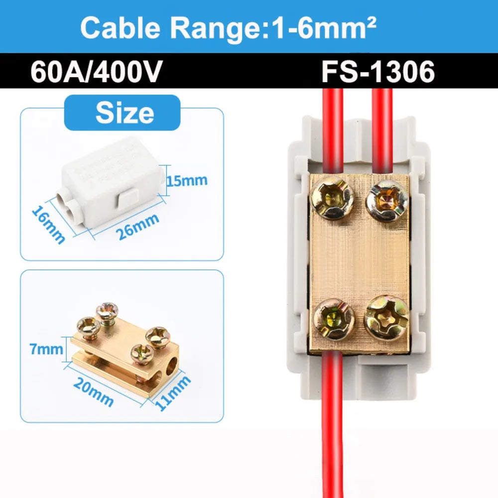 New Conductor Brass High Power Splitter Large Current Universal Quick Terminal Block Terminal Blocks Electrical