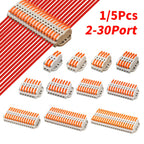 2P-30P Lever Electrical Wire Connector Terminal Block Electrical Cable Connectors Wire Terminals 1 In 1 Out Screw Mount 600V 32A