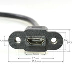Pitch 17.5mm 5 Pin Micro Mini USB C Male To TYPE-C Female Extension Data Sync Power Charge Cable With Screws Lock Panel Mount