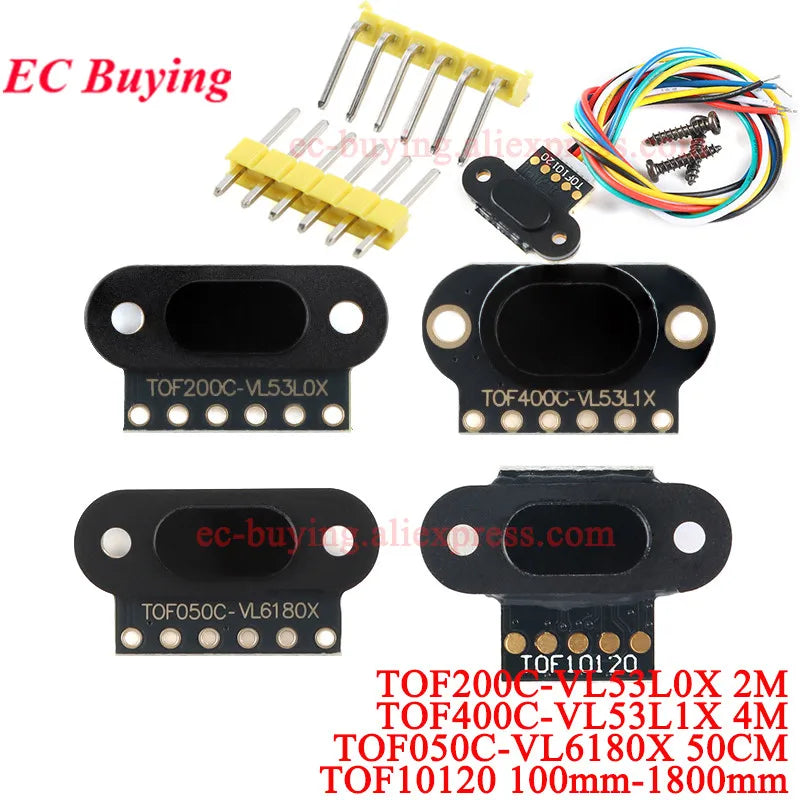 5Pcs/1pc VL6180/VL53L0X/VL53L1X TOF10120 Time of Flight ToF Laser Ranging Sensor TOF050F TOF050C TOF200C TOF400C 50CM/2M/4M IIC