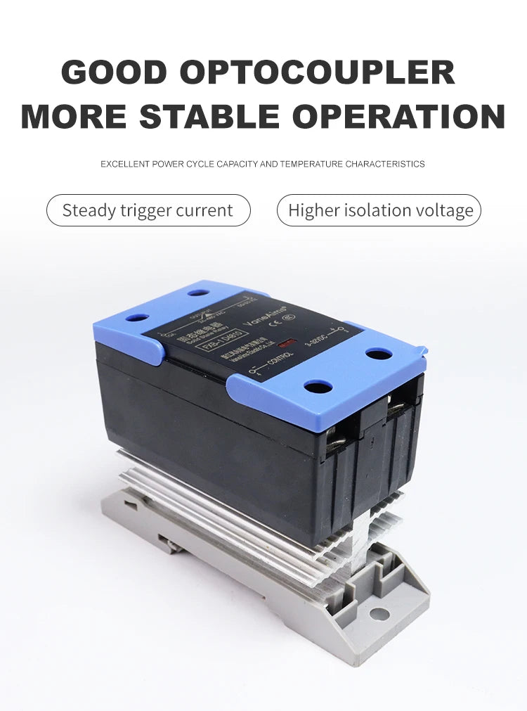 Solid State Relay VaneAims Din Rail Mounting Single Phase SSR With Heat Sink 10A-120A DC Control AC DC Control DC AC Control AC