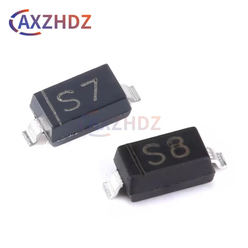 100PCS BAT42W BAT43W SOD-123 Type Codes S7/S8 BAT43W-7-F BAT42W-7-F SMD 30V 200mA 0.2A Surface Mount Schottky Barrier Diode