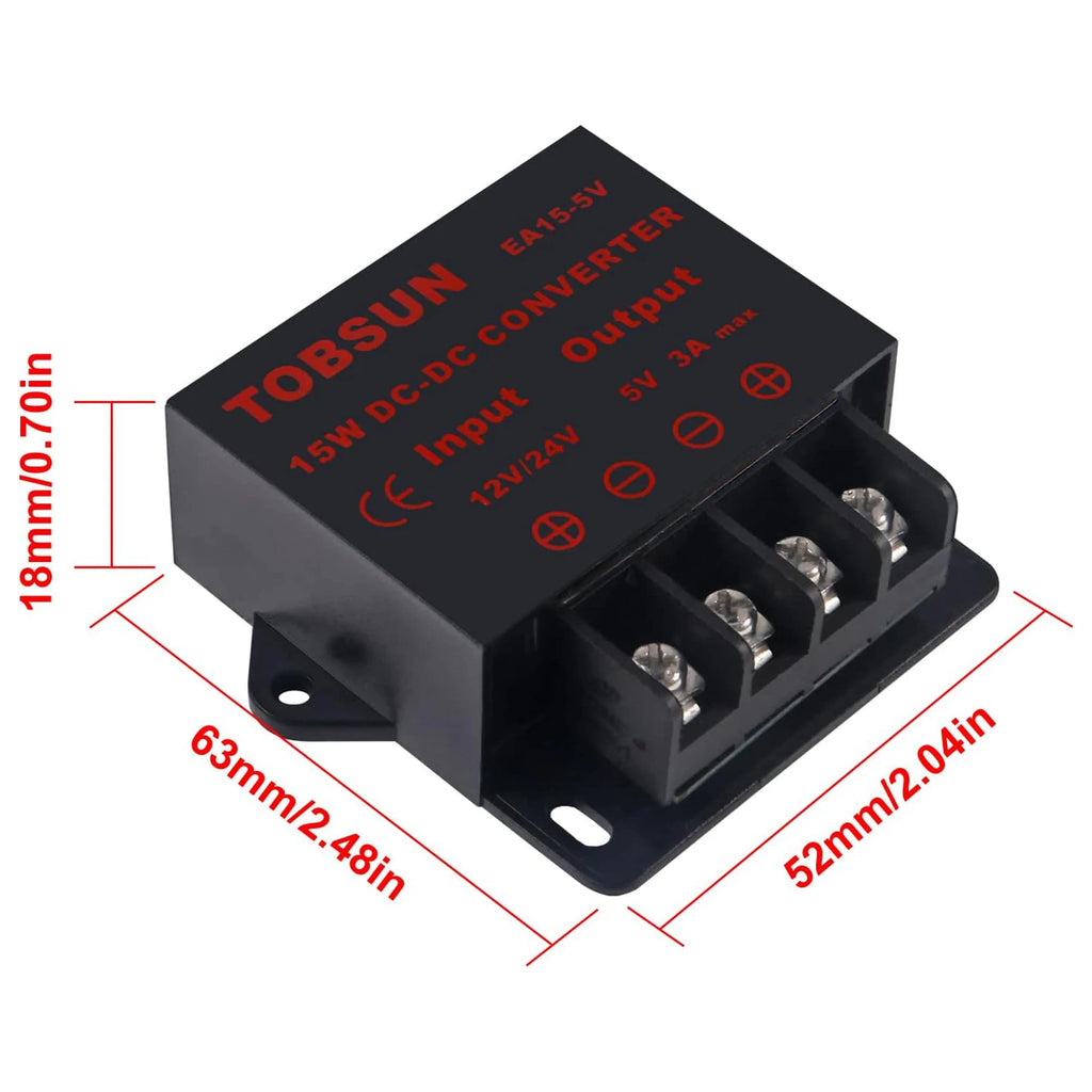 DC 12V 24V to 5V 3A Converter DC Voltage Reducer Regulator Step Down Buck Converter Power Supply Volt Transformer Module