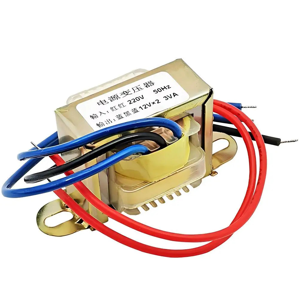 AC220V to Dual 12V Power Transformer 3W, EI Isolation Voltage Stabilizing Transformer for Audio Amplifier Speaker Power Supply