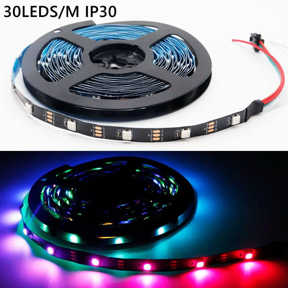 WS2812B Individually Addressable Led Strip light WS2812 5050 RGB Smart Pixels Led Light 30/60/74/96/144leds/m IP30/65/67 DC5V