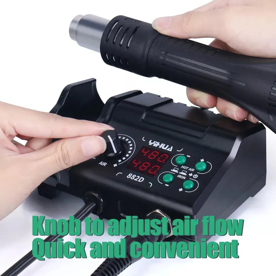 750W Soldering Station 2 IN 1 Soldering Iron Fast Heating Welding Kit LCD Hot Air Gun SMD PCB Repair Tools Mini Rework Station