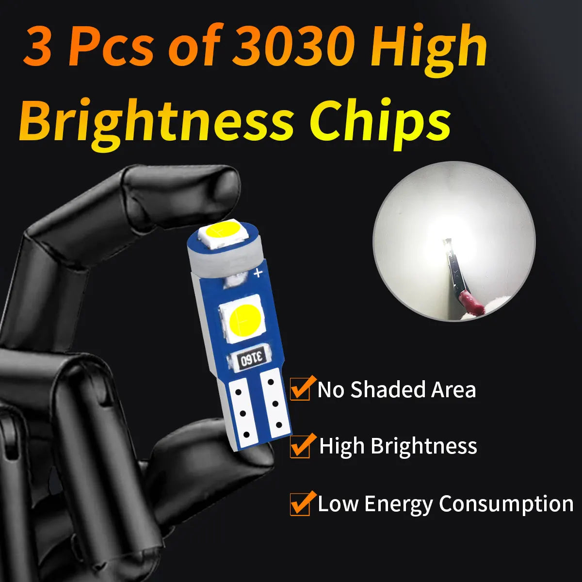 Ultra Bright T5 W1.2W W2.3W 3030 3Chipsets LED Small Bulbs 12V White/Ice Blue/Pink/Yellow/Red for Car Panel and Instrument Light