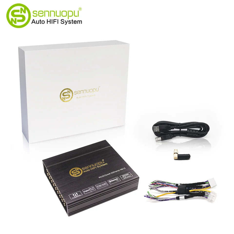 Sennuopu 12 Channels Digital Sound Processors DSP 8 Channels 50 Watts RMS Power Audio Amplifier with Bluetooth Player H612
