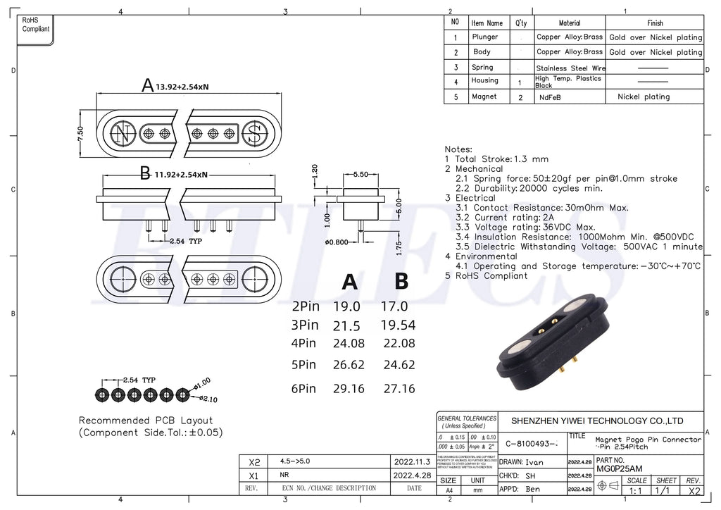 1 Pair 2A Magnetic Pogo Pin JST SM Plug Socket Extend Cable Connector 2 3 4 5 6 Pin Male Female Adapter Led Strip Lamp Driver