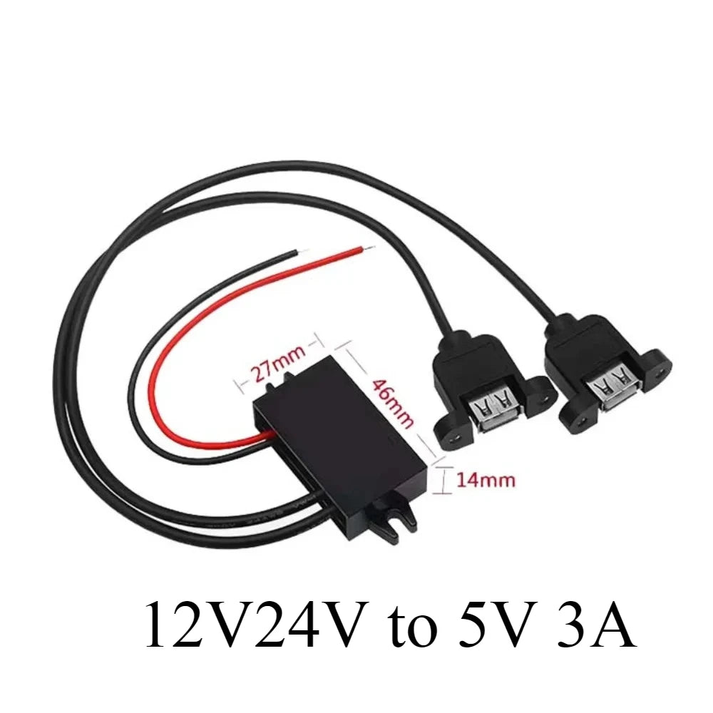 12V 24V to 5V 3A Charging Converter DC to 5V Step Down Converter with Female/MICRO/TYPE C/MINI USB for Car Motorcycle
